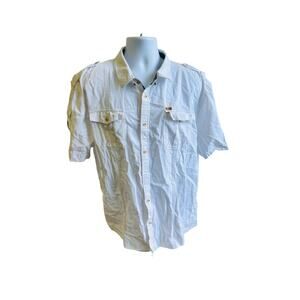 Trust Akoo Second to None White Short Sleeve Utility Shirt 3XL Y2K Preppy